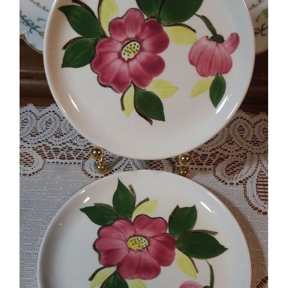 SALE! 2 Vintage Stetson B&B Plates STT34 Coupe Shape Pink Flowers - Picture 7 of 12